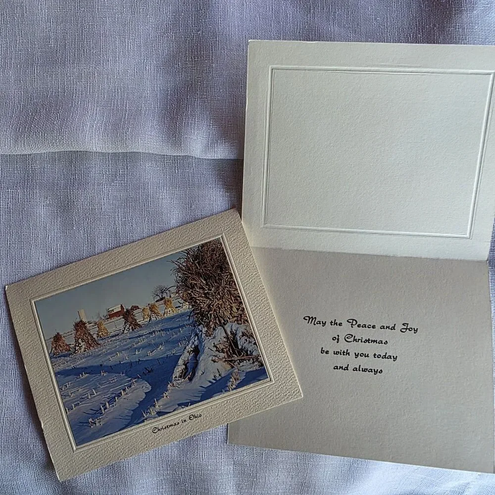 Vtg Bright of America 12 Christmas In Ohio Cards Stationary w Envelopes, Box